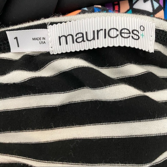 Black White Stripe Top Tunic High Low - Picture 3 of 10